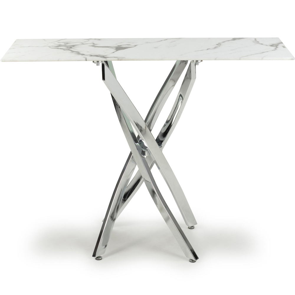 wilko Monaco Chrome and White Marble Glass Console Table Image 3