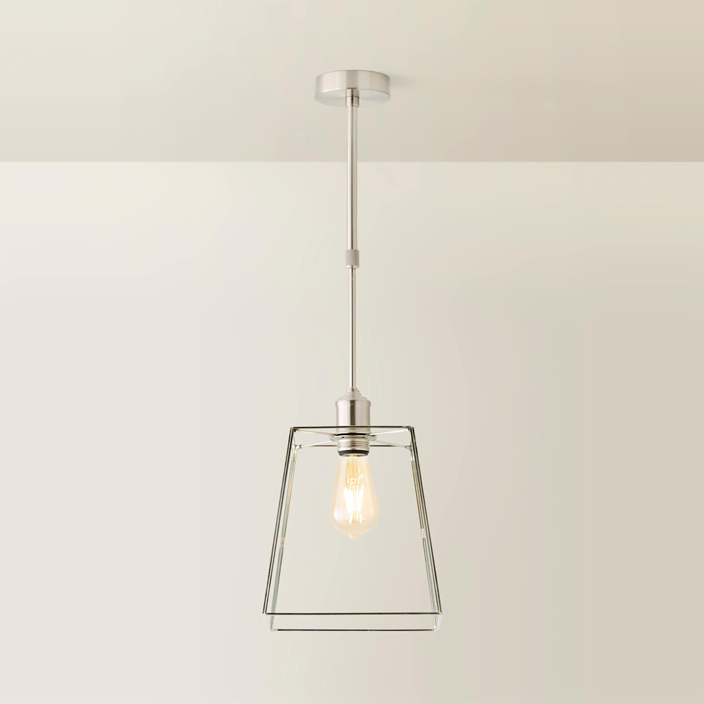 ValueLights Susie Glass Shade Brushed Chrome Adjustable Drop LED Ceiling Pendant Light with Bulb Image 4