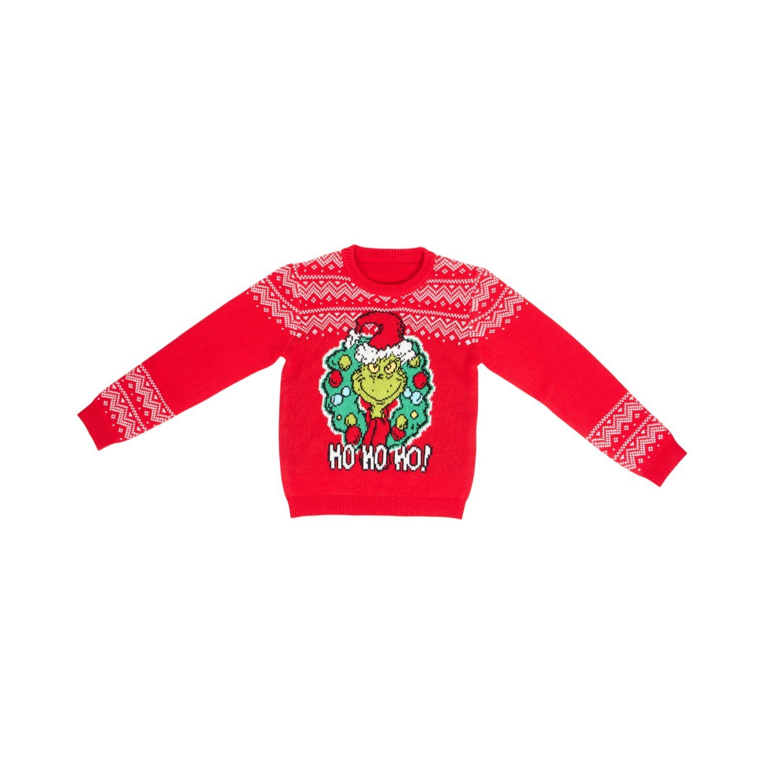 Kids Grinch Wreath Jumper Red Image 3