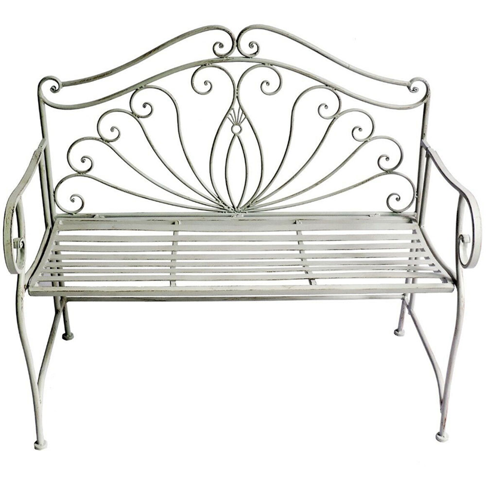 GlamHaus Valencia Antique Grey Garden Bench Image 2