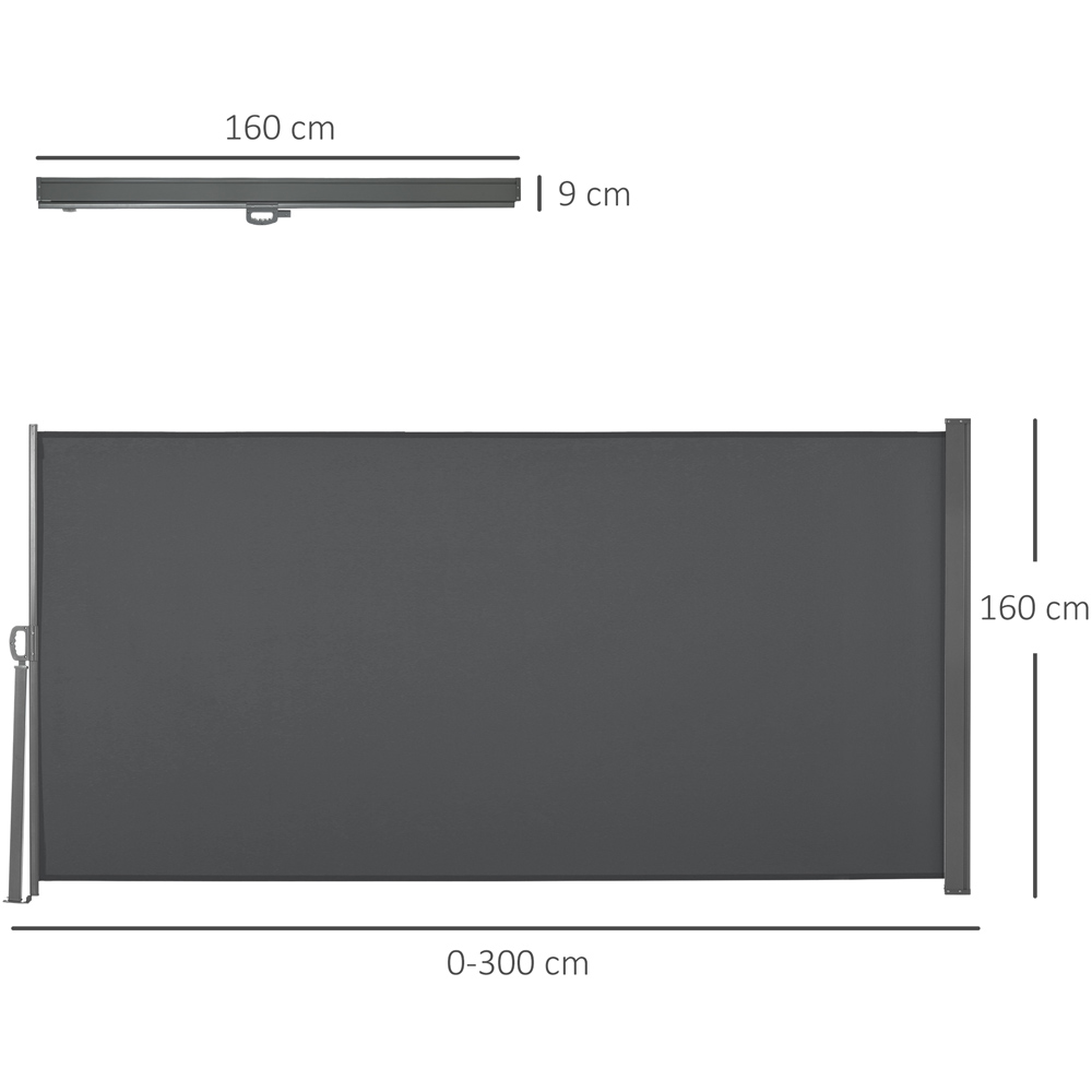 Outsunny Grey Retractable Side Awning Screen 3 x 1.6m Image 7