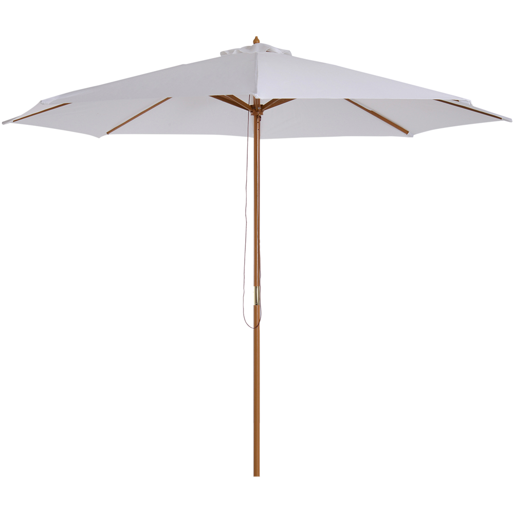 Outsunny Cream White Fir Wooden Parasol 3m Image