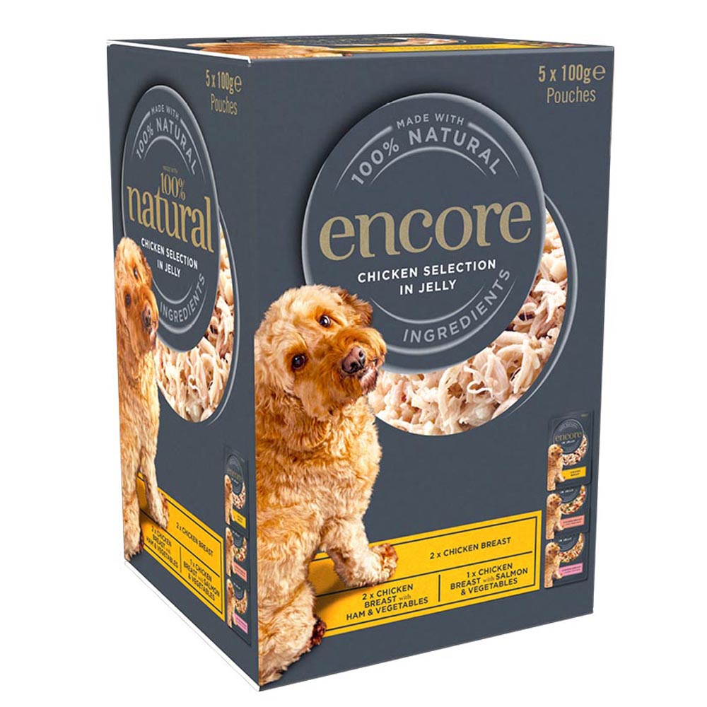 Encore Chicken Selection in Jelly Dog Pouch 5 x 100g Image 1