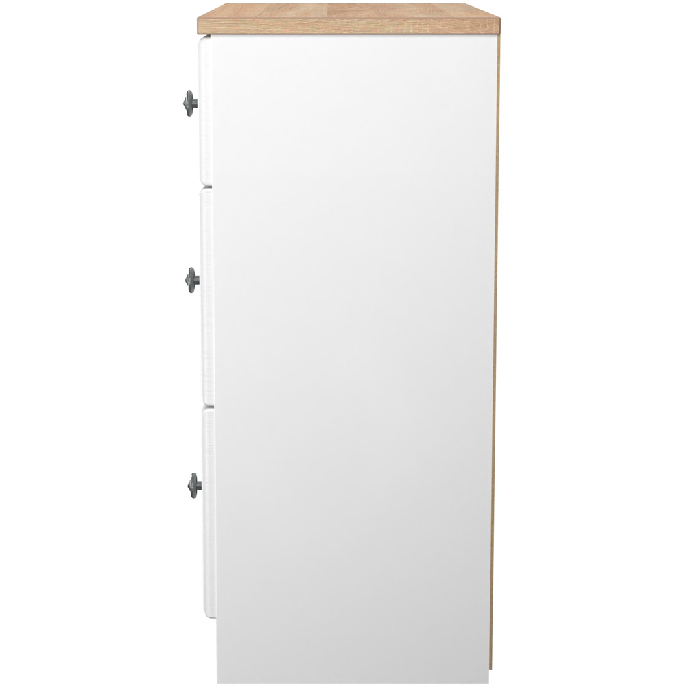 Crowndale Norfolk 3 Drawer White Ash and Bardolino Oak Deep Chest of Drawers Ready Assembled Image 4