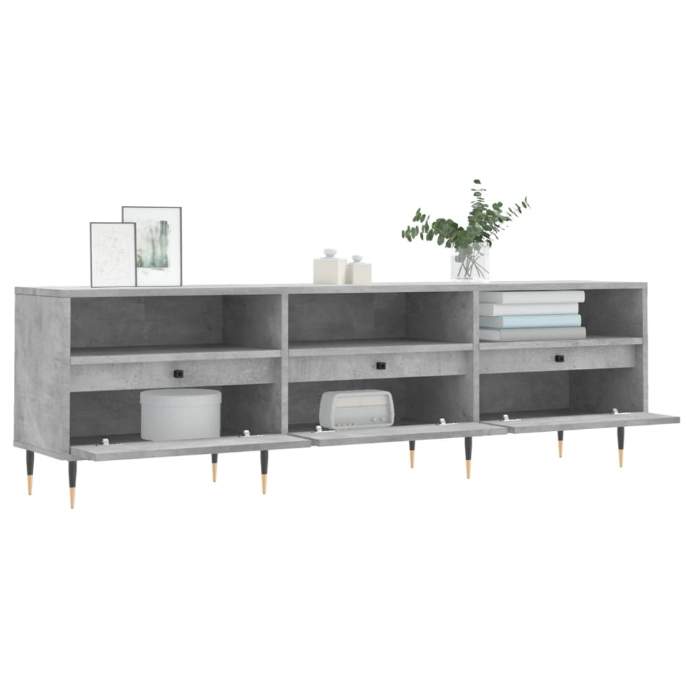 vidaXL 3 Door 3 Shelf Concrete Grey TV Cabinet Image 4