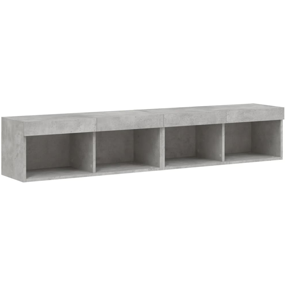 vidaXL 2 Shelf Concrete Grey TV Cabinet with LED Lights Set of 2 Image 3