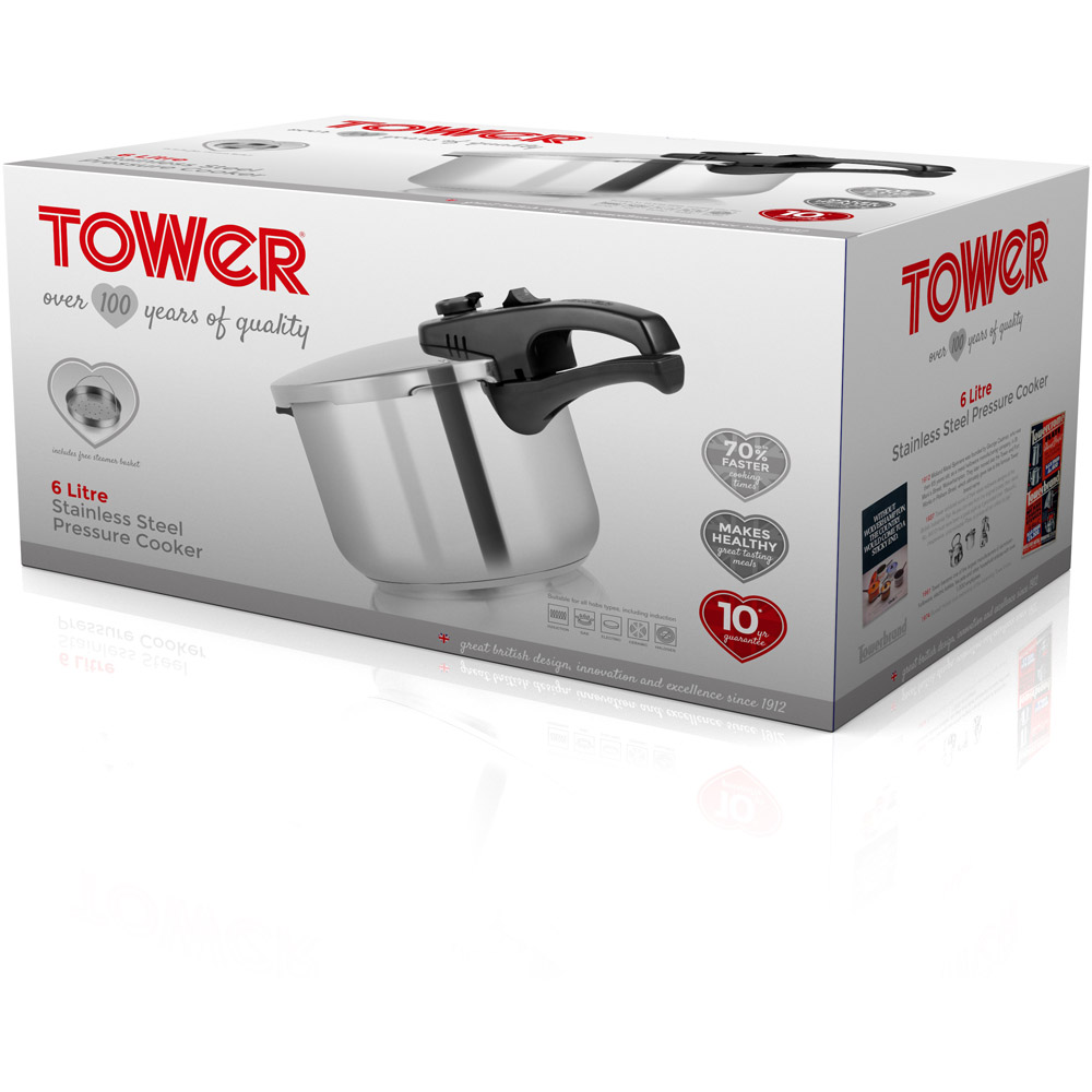 Tower Stainless Steel Pressure Cooker 22cm 6L Image 5