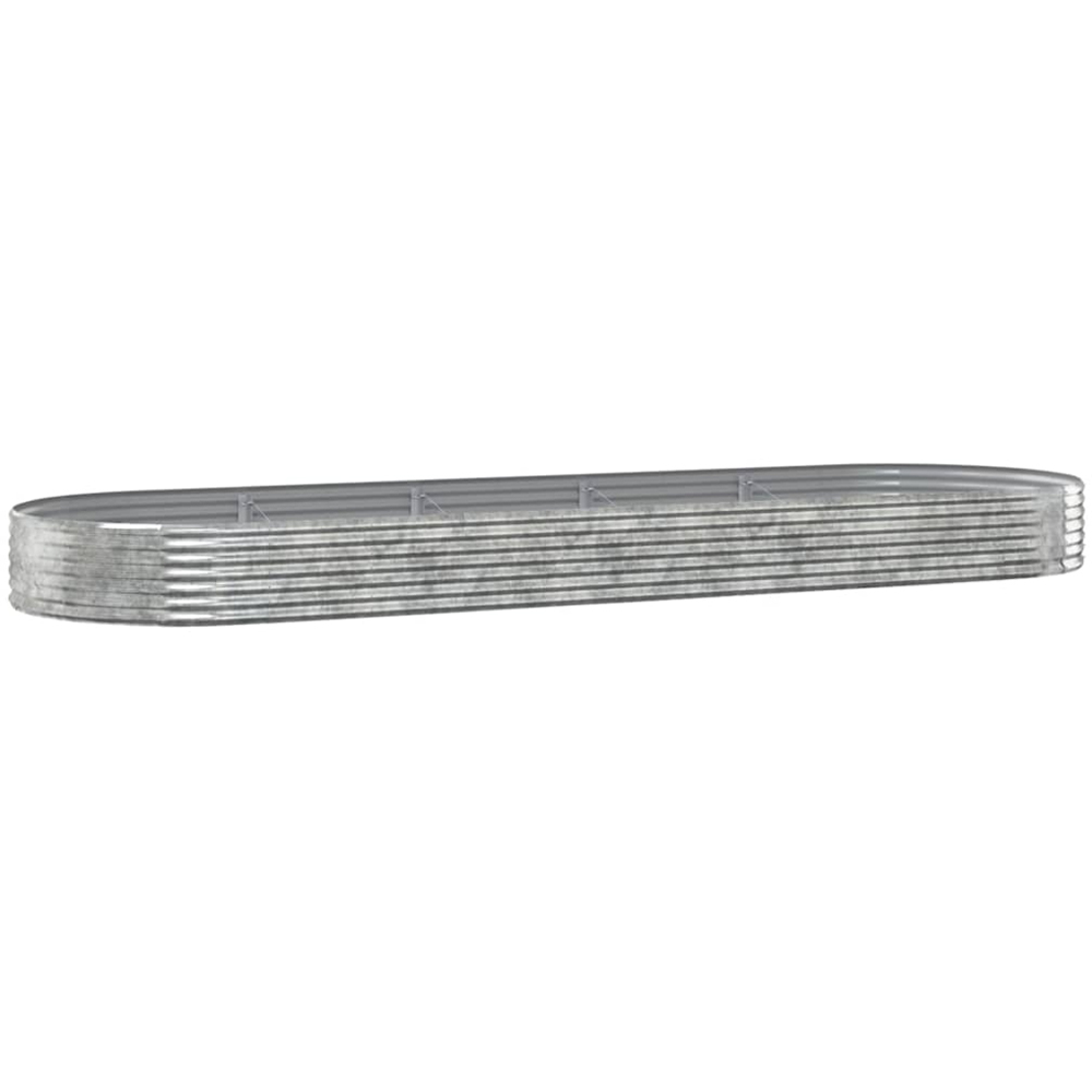 vidaXL Silver Galvanised Steel Oval Raised Garden Bed 450 x 140 x 36cm Image 1