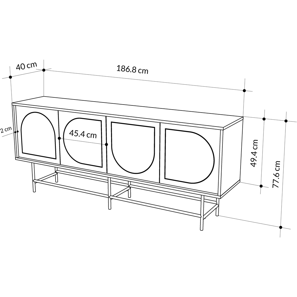 Decortie Joji 4 Door Silky Black and Oak Laser-Cut Design Modern Console Unit Image 7