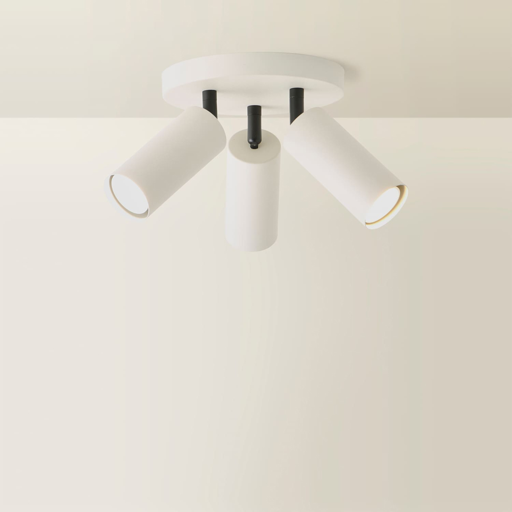 ValueLights Taylor Matte Beige Tube 3 Way Adjustable Ceiling Spotlight with Bulbs Image 5