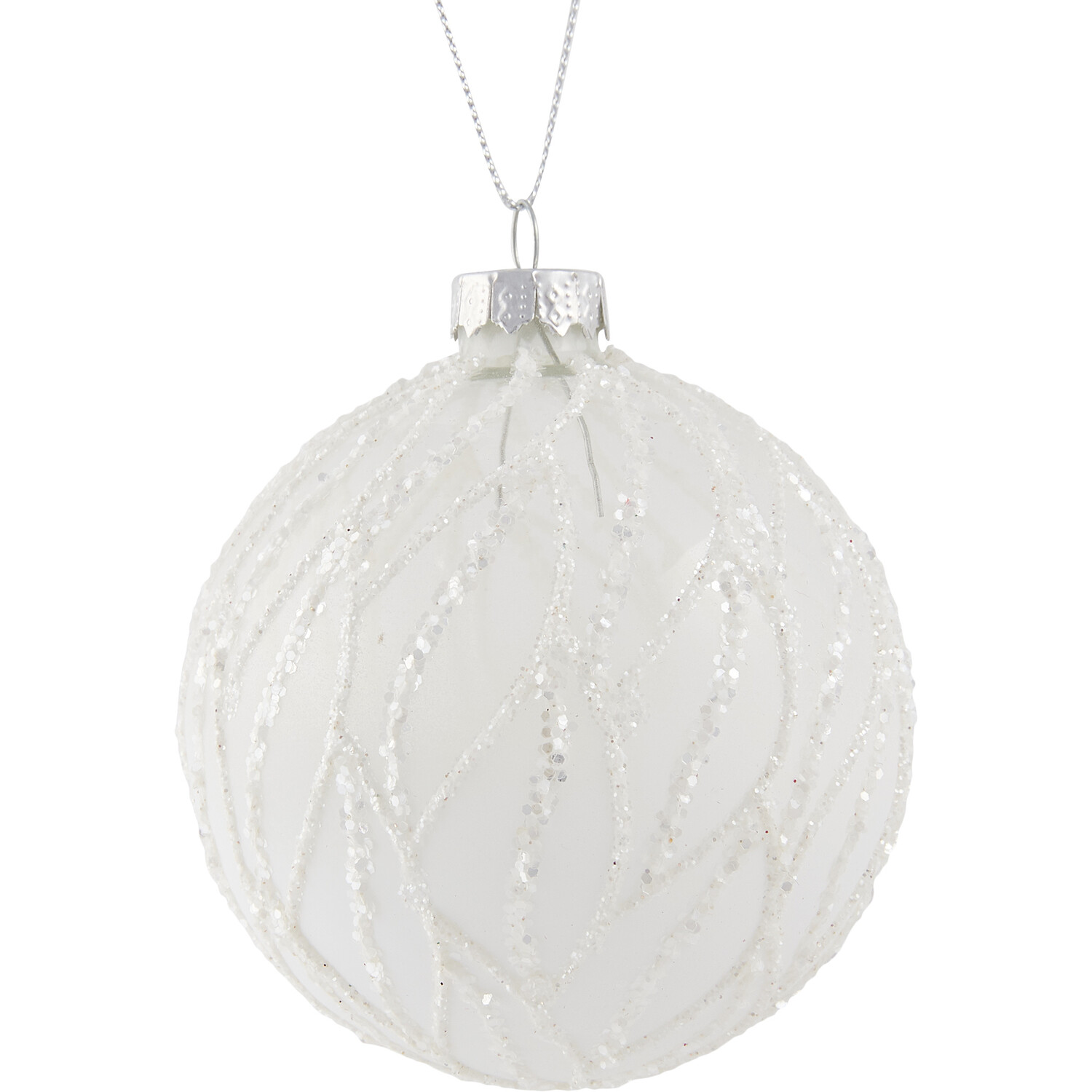 Frosted Glitter Bauble White - White Image 1