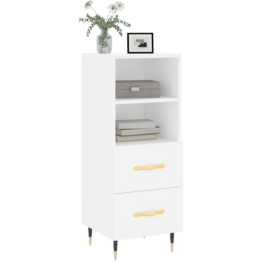 vidaXL 2 Drawer 2 Shelf White Sideboard Image 3