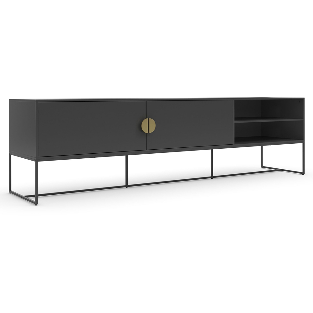Loft24 Asia 2 Door 2 Shelf Anthracite Lowboard Image 2