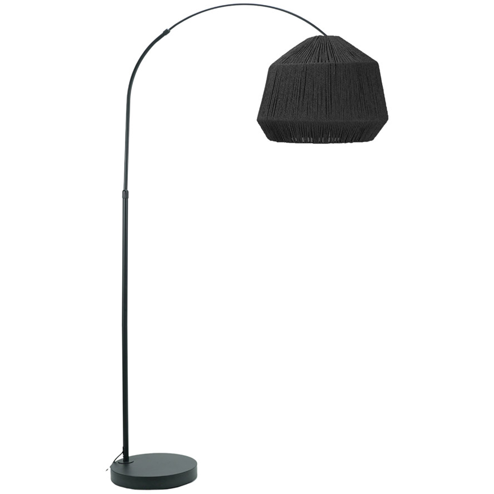 ValueLights Louis Black Rope Dome Shade Black Curved LED Floor Lamp Image 1