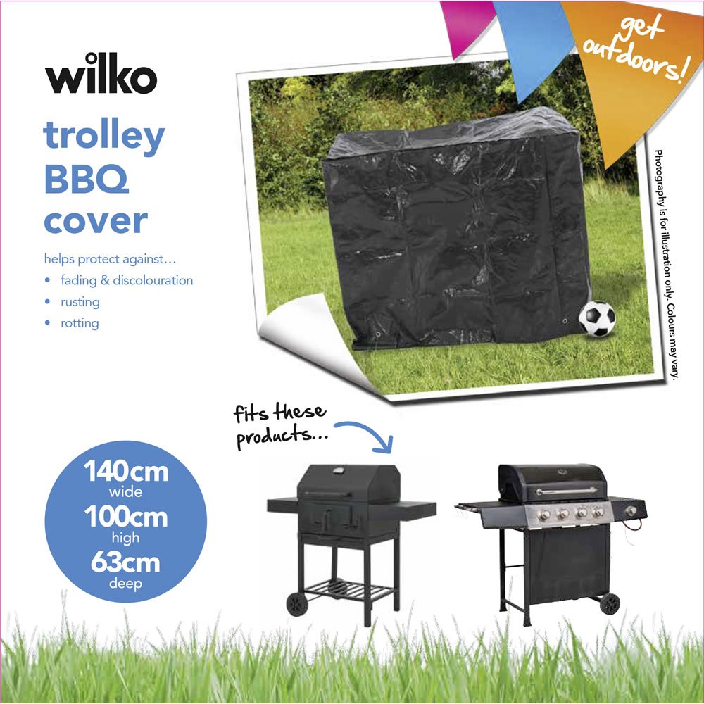 Wilko Large Dark Green Trolley BBQ Cover Image 6