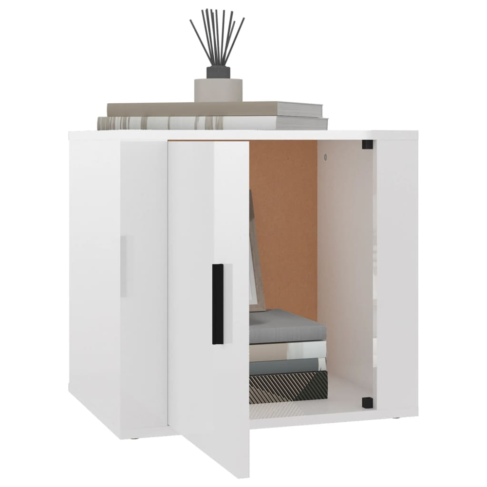 vidaXL Single Door White Bedside Table Image 4