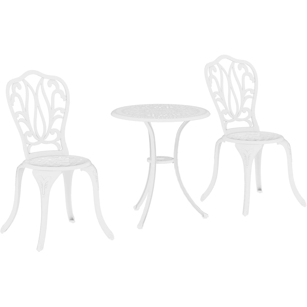 Outsunny 2 Seater Bistro Set with Umbrella Hole White Image 2