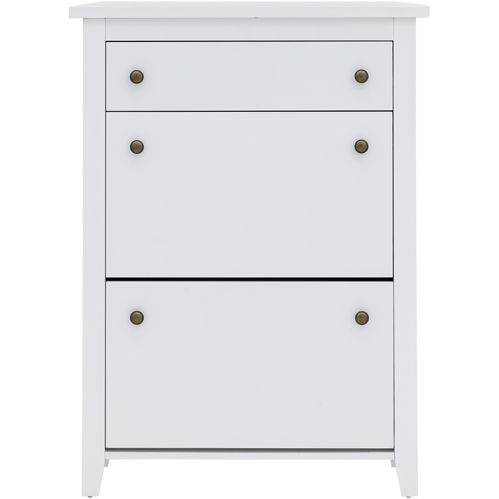 GFW Deluxe 2 Tier White Shoe Cabinet Image 2