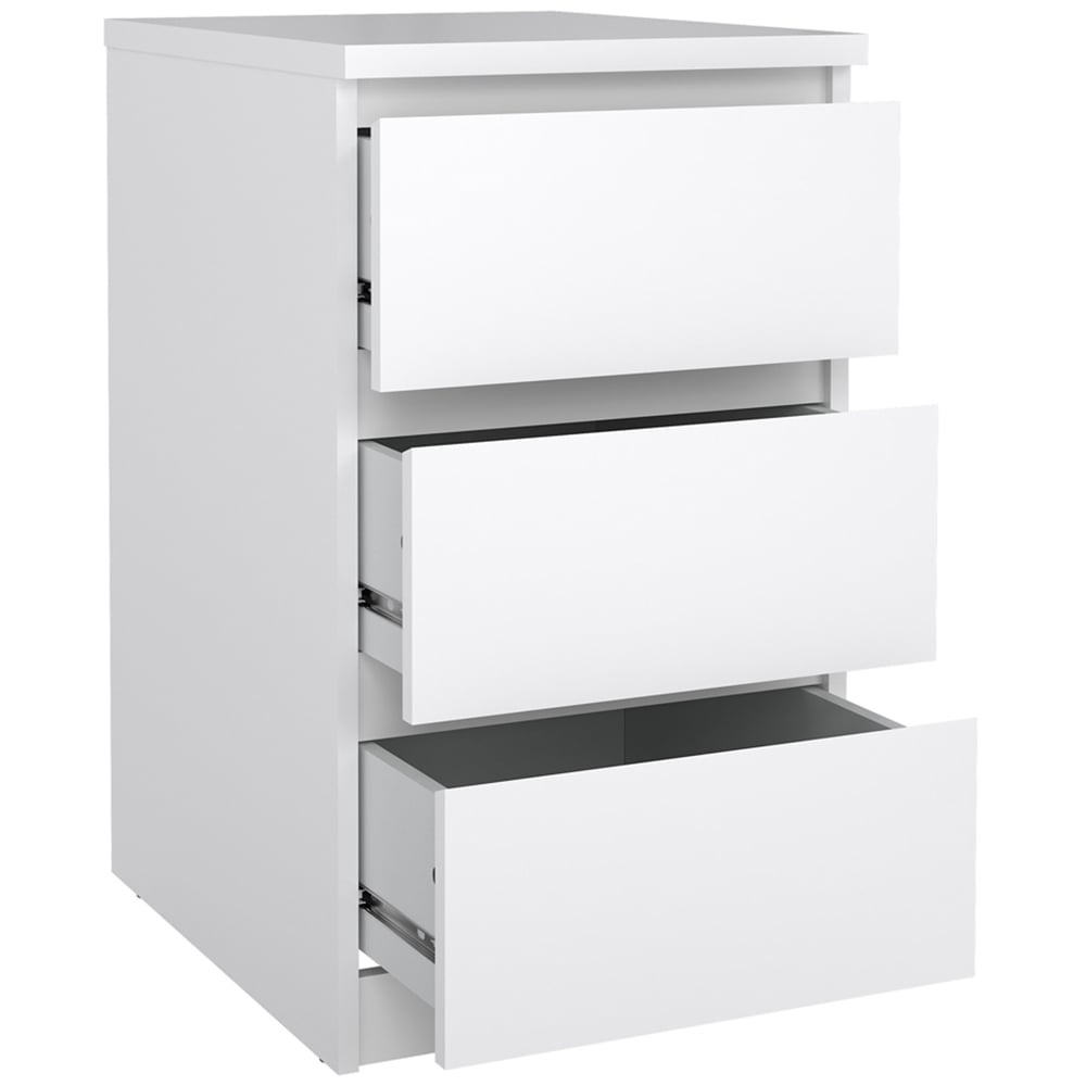 Florence 3 Drawer White High Gloss Bedside Table Image 4