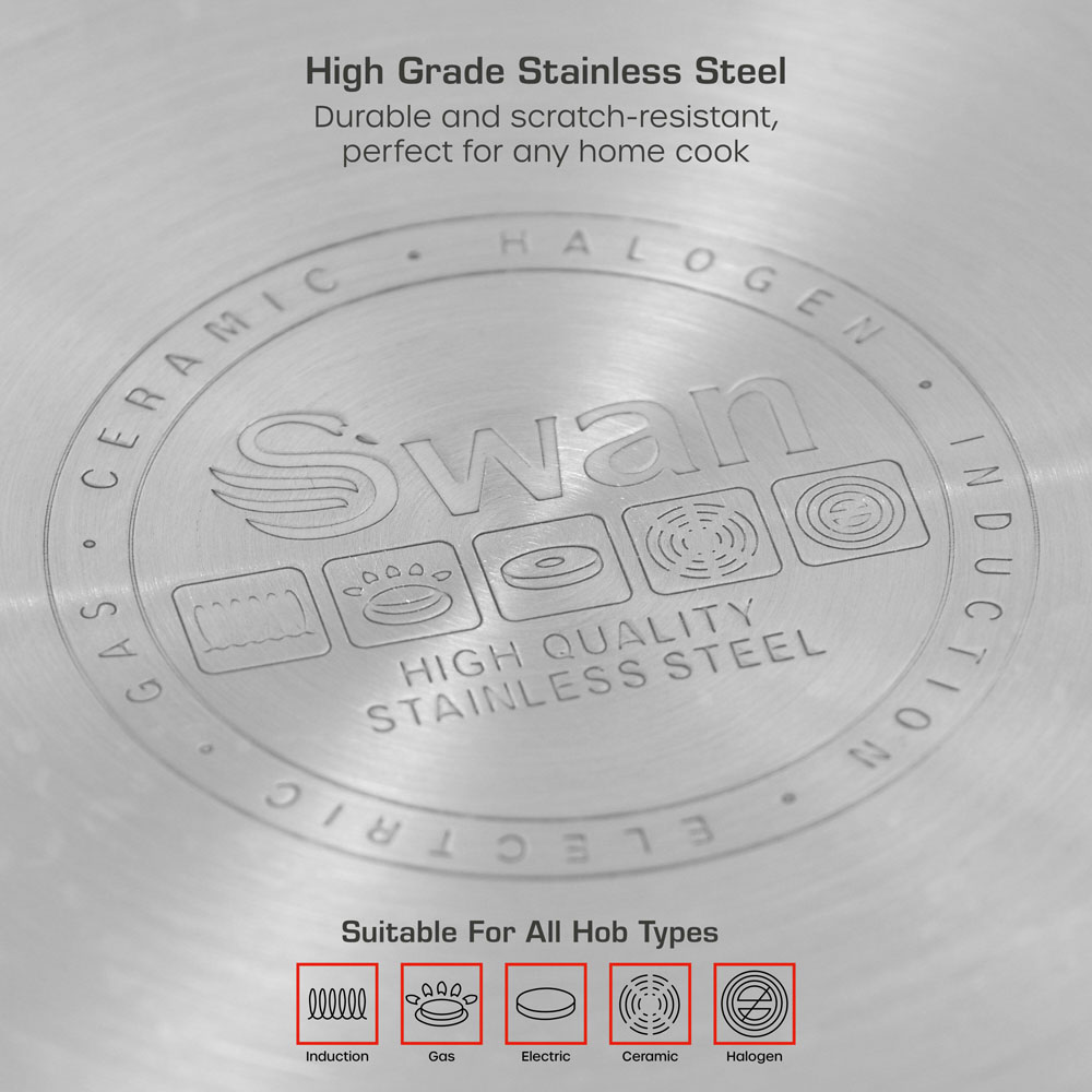 Swan Townhouse 24cm Stainless Steel Casserole Dish with Lid Image 8
