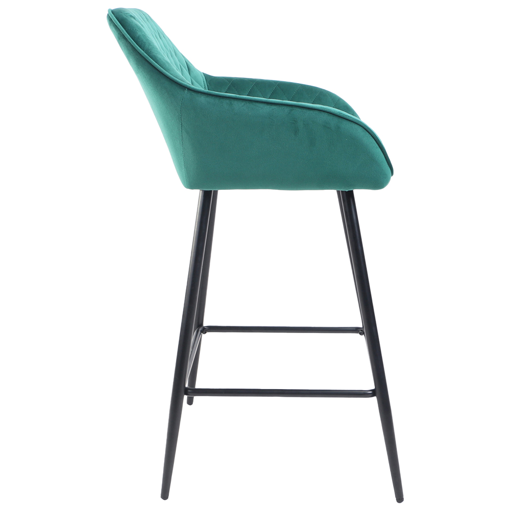Neo Green Crushed Velvet Diamond Quilted Bar Stool Set of 2 Image 5