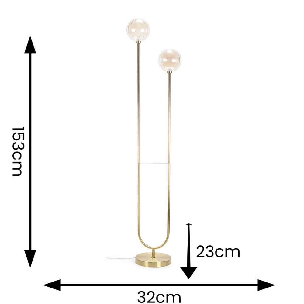 ValueLights Chessy 2 Way Ribbed Glass Gold Stem LED Floor Lamp Image 8