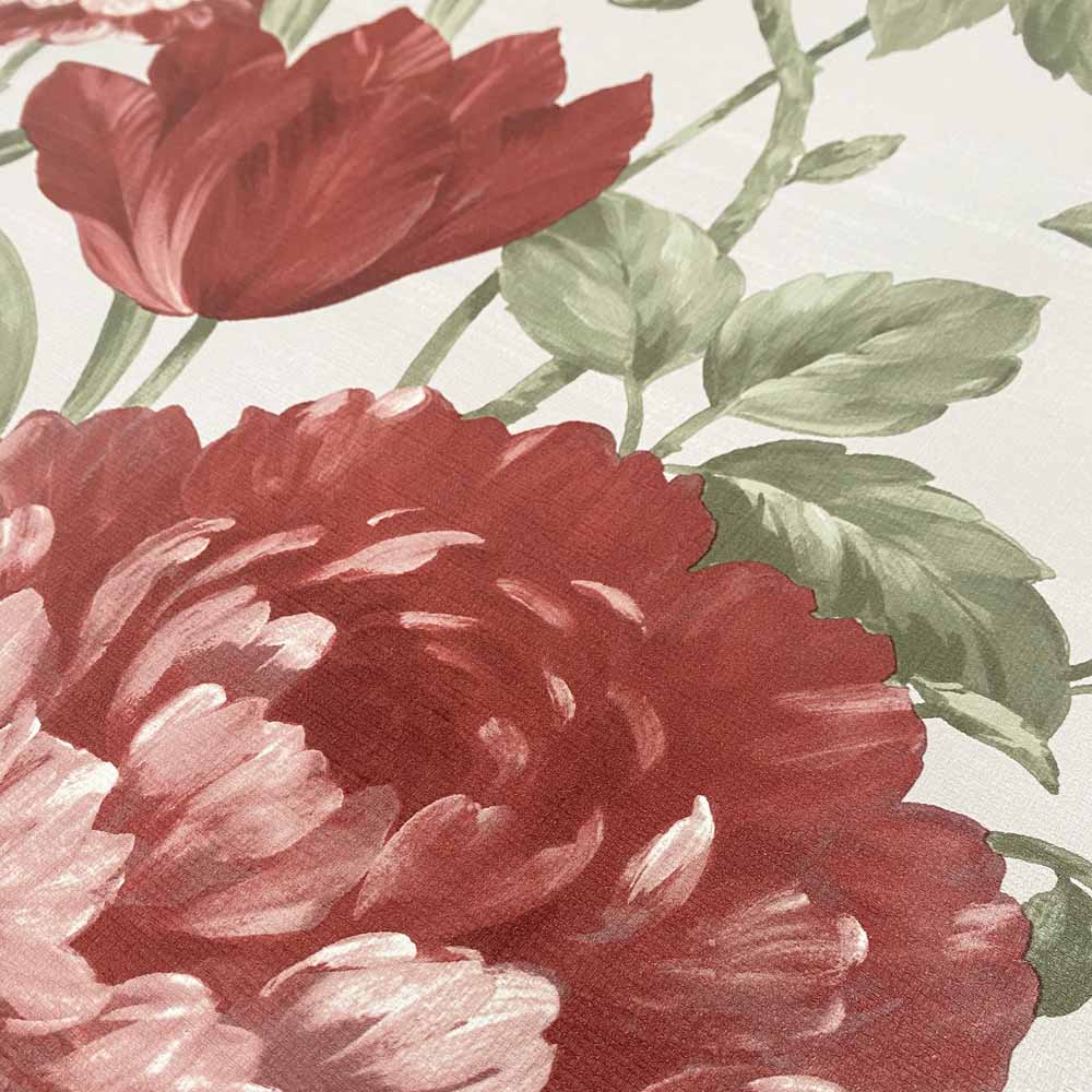 Muriva Fayre Floral Red and Cream Wallpaper Image 3