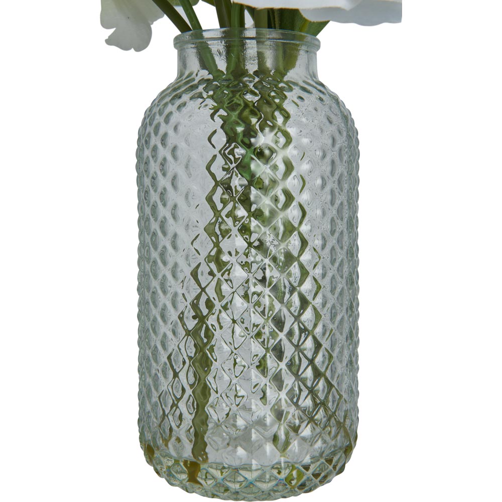 Wilko Peony & Rose Faux Arrangement in Glass Vase Image 3