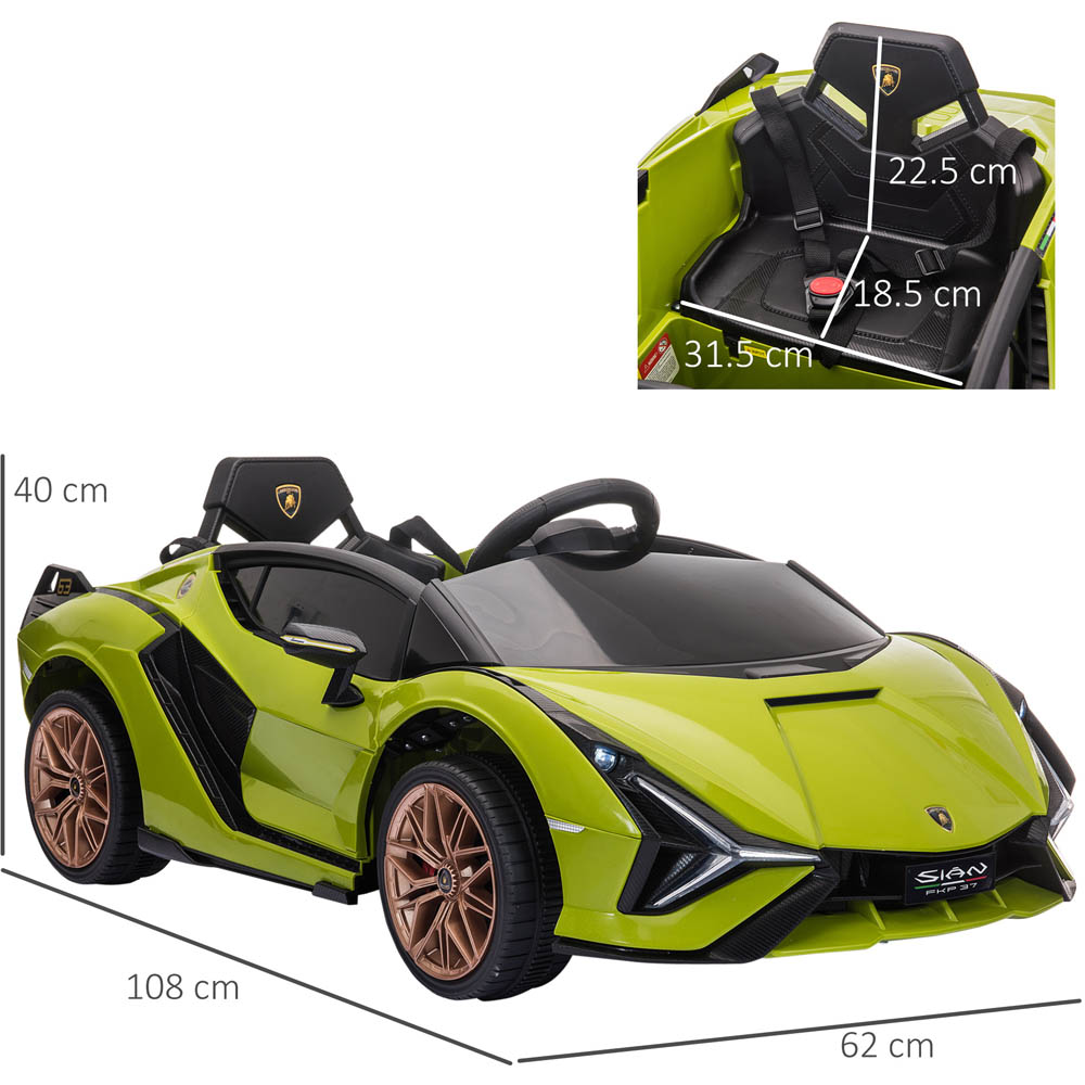 Tommy Toys Lamborghini Sian Kids Ride On Electric Car Green 12V Image 6
