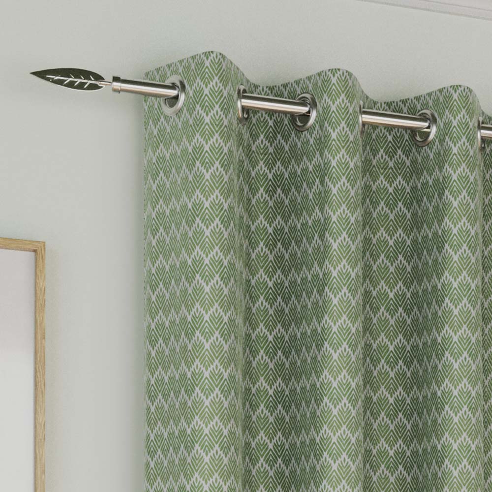 Enhanced Living Aspen Green Leaf Pattern Thermal Eyelet Curtains 168 x 229cm Image 2