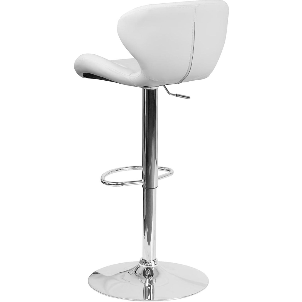 FWStyle White Faux Leather Curved Bar Stool Set of 2 Image 3