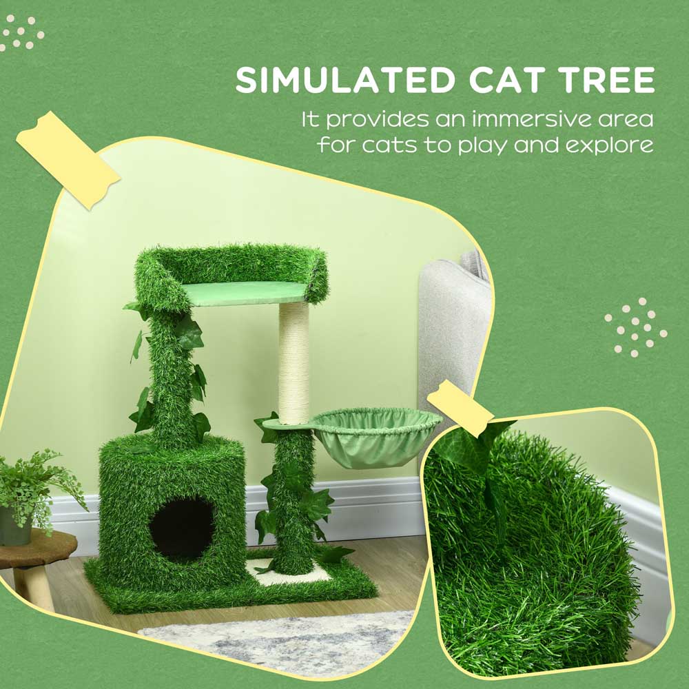 PawHut Cat Tree for Indoor Cats with Green Leaves and Scratching Posts Wilko