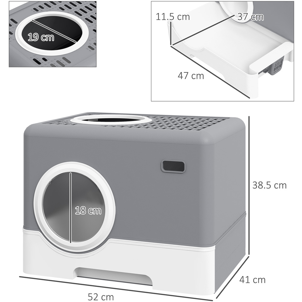 PawHut Grey Cat Litter Box 39 x 52 x 41cm Image 7