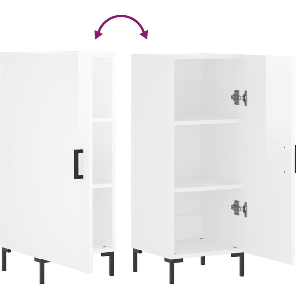 vidaXL Single Door High Gloss White Narrow Sideboard Image 9