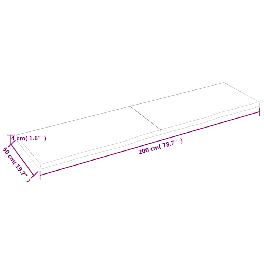 vidaXL 200cm Light Brown Treated Solid Oak Wood Floating Wall Shelf Image 8