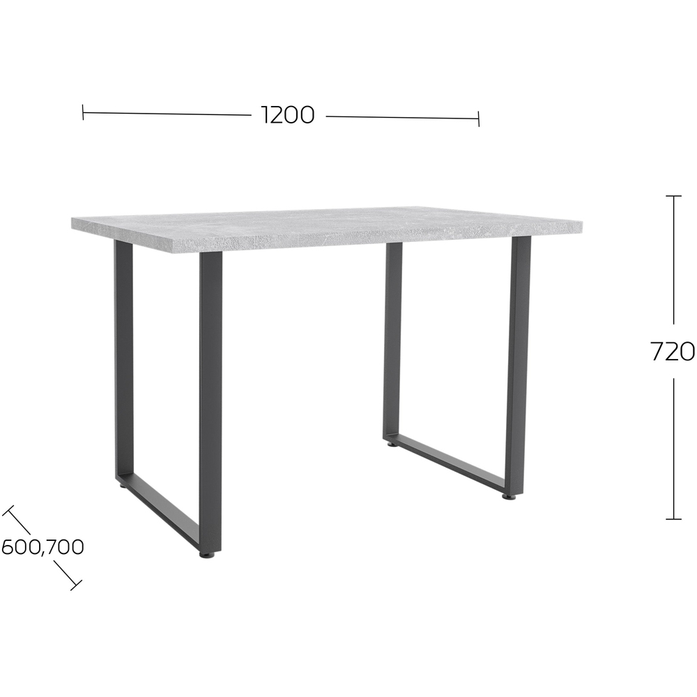 Shefa Seattle 4 Seater Dining Table Concrete Grey Image 3