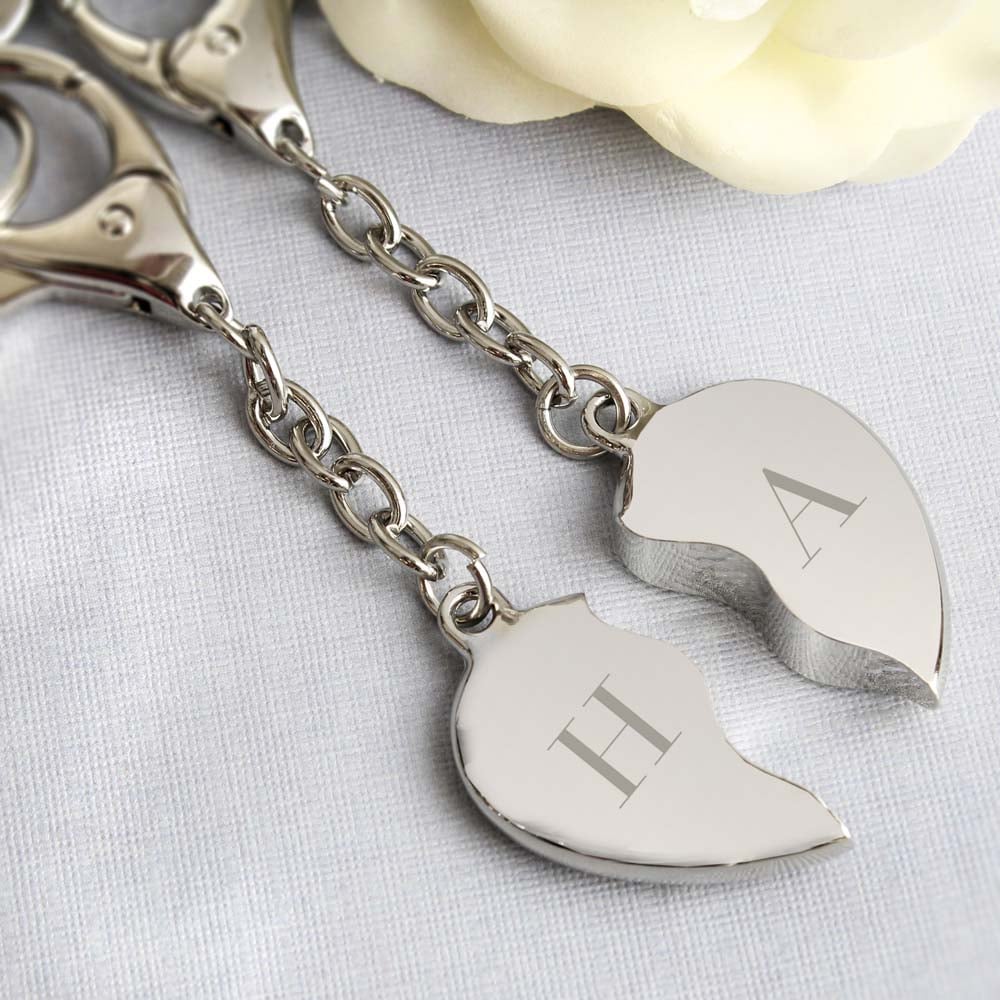 Personalised Memento Personalised Initials Two Hearts Keyring Image 3