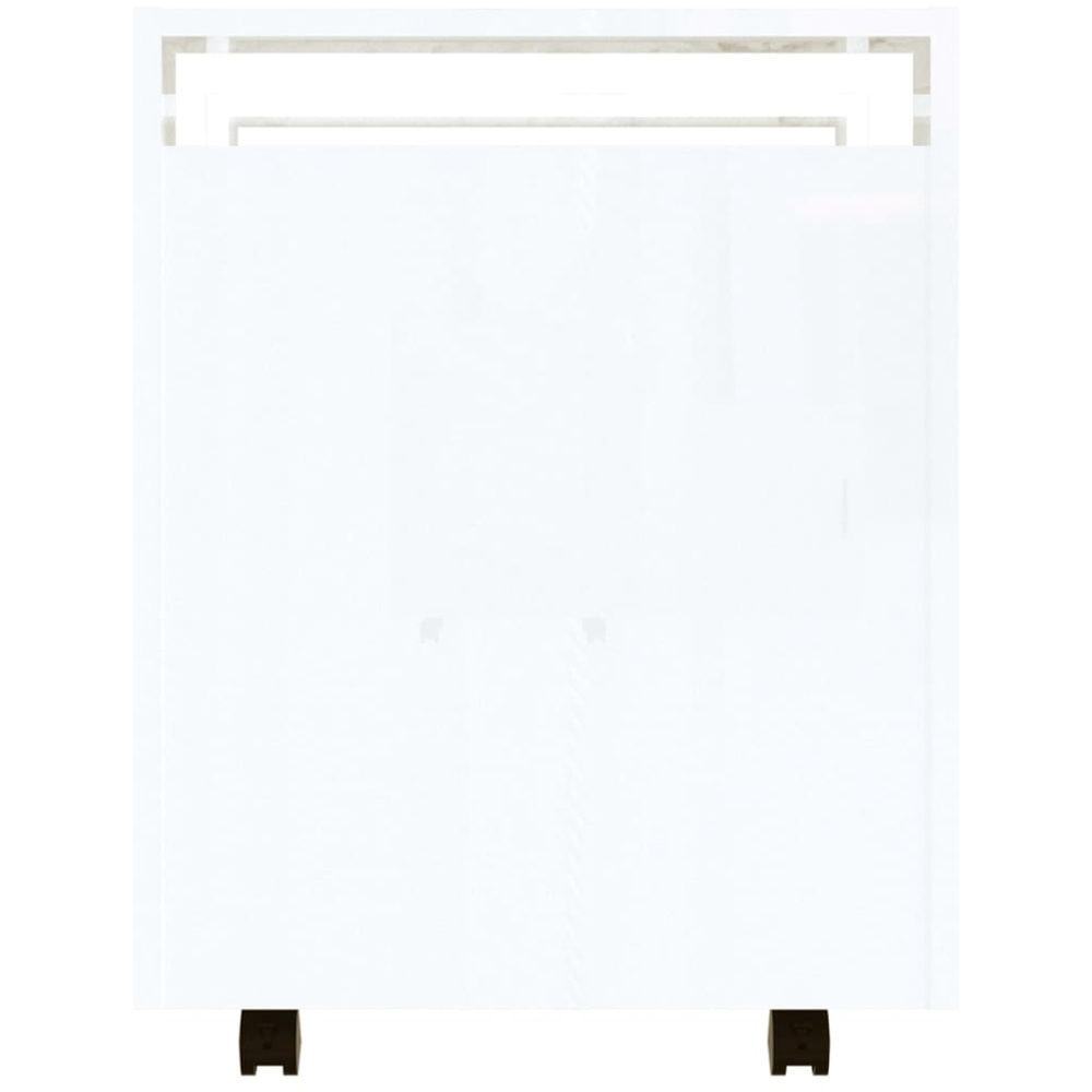 vidaXL Single Door Single Shelf High Gloss White Wooden Desk Trolley Image 7