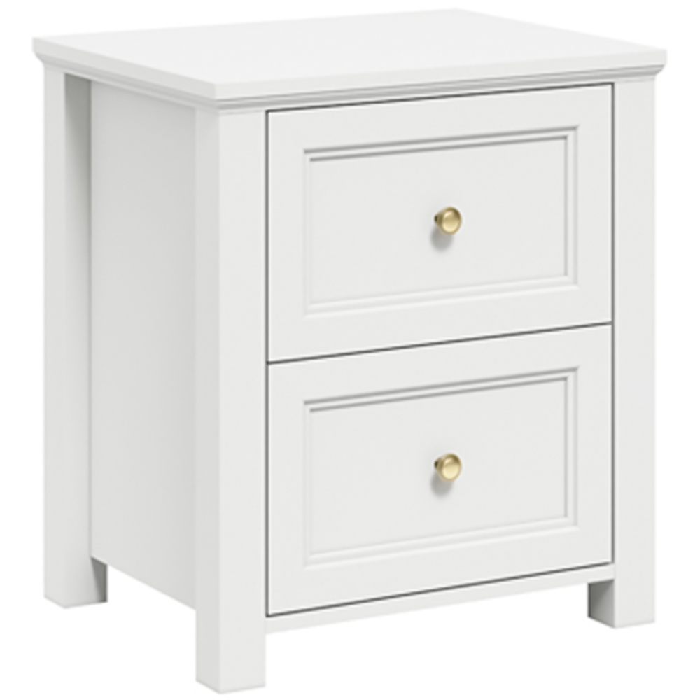 Ives 2 Drawer White Bedside Cabinet Image 2
