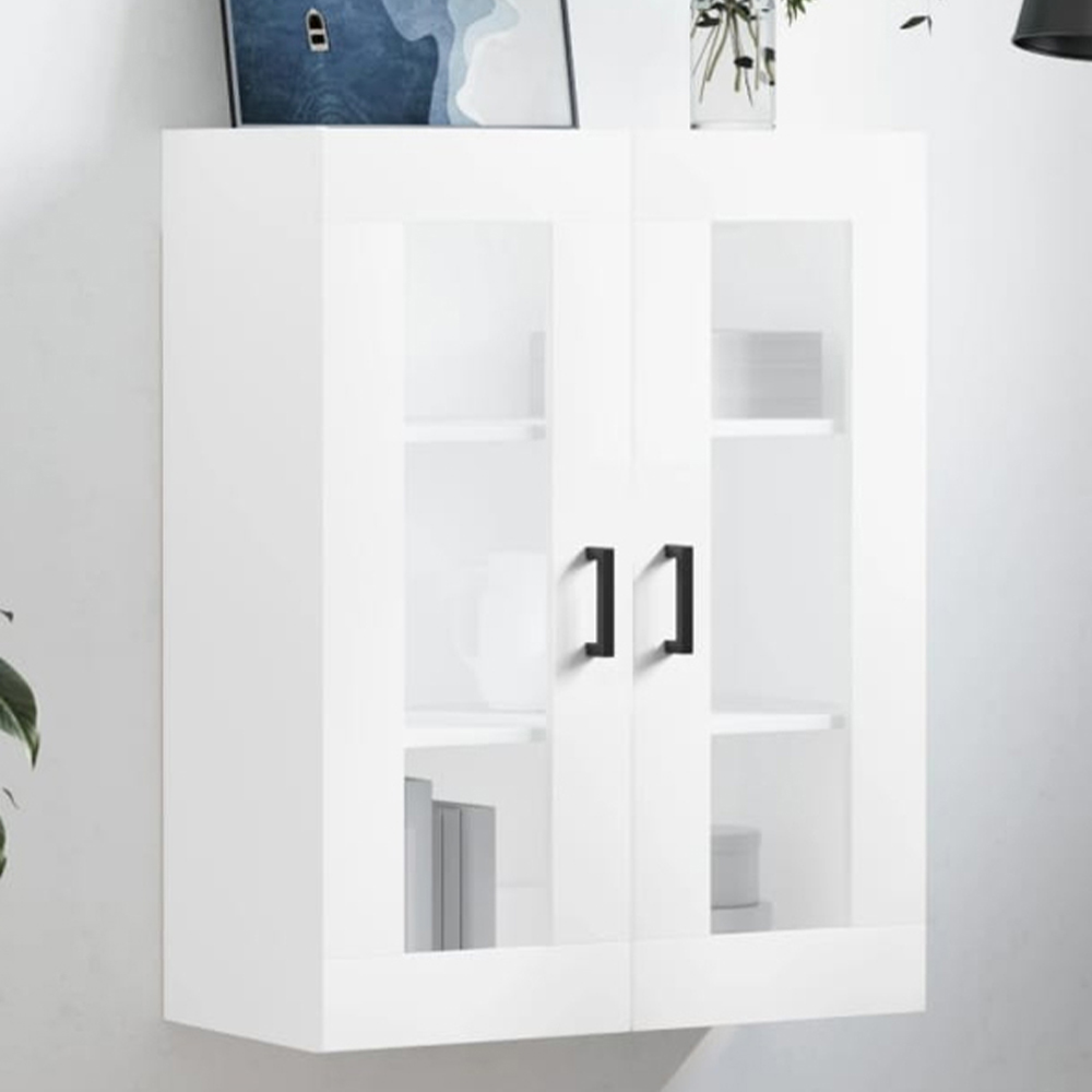 vidaXL 2 Glass Door White Wall Mounted Cabinet Image 1