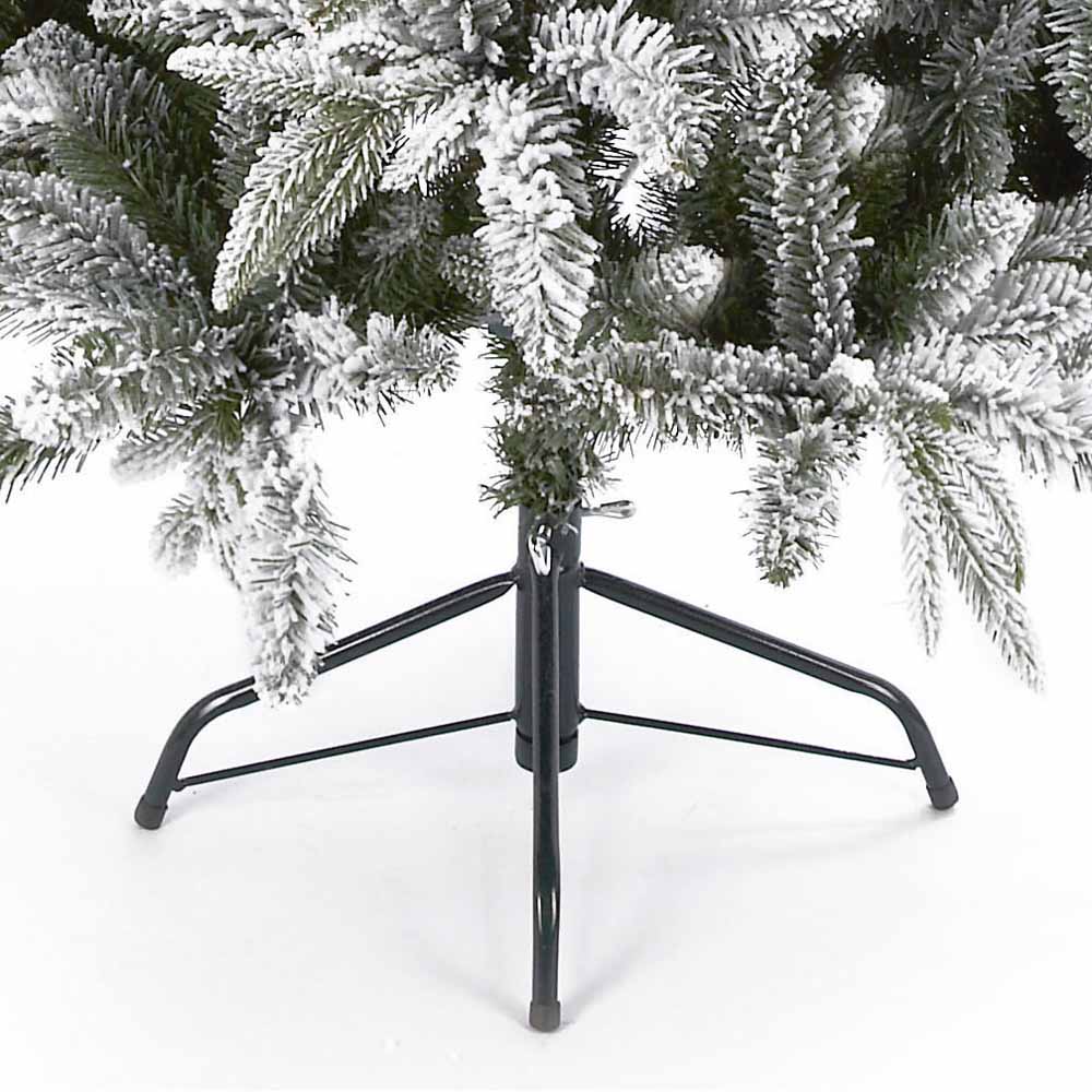 Premier 2.1m Hinged Branches Dusting Snow Flocked Lapland Green Spruce Tree Image 5