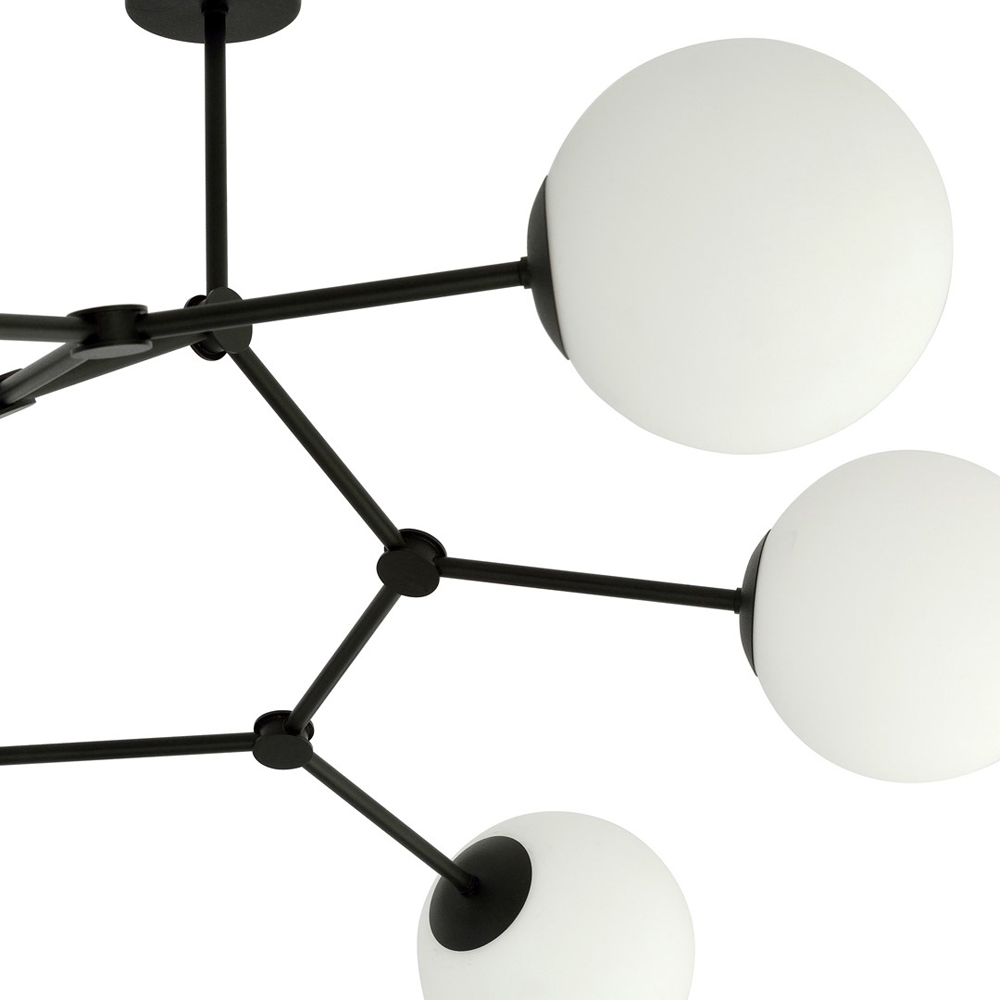 Emibig Space 6 Light White Shade Black E14 Ceiling Light Image 4