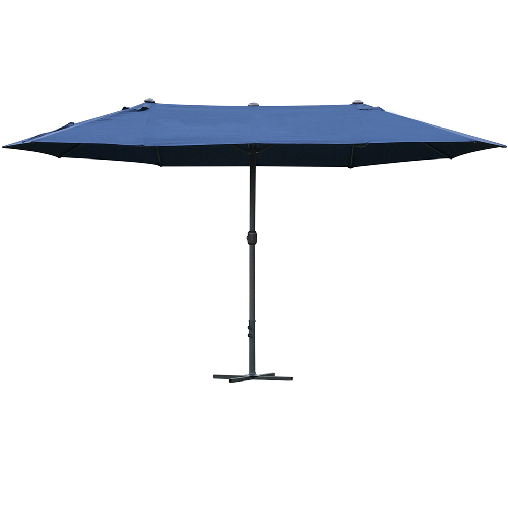 Outsunny Dark Blue Crank Handle Double Sided Parasol 4.6m Image 1