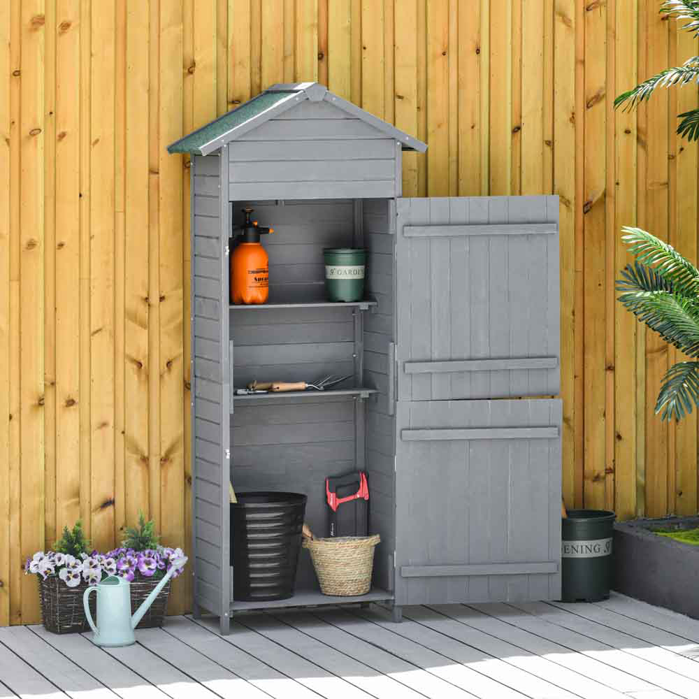 Outsunny 6 x 2ft Dark Grey Wooden Garden Storage Shed Image 2