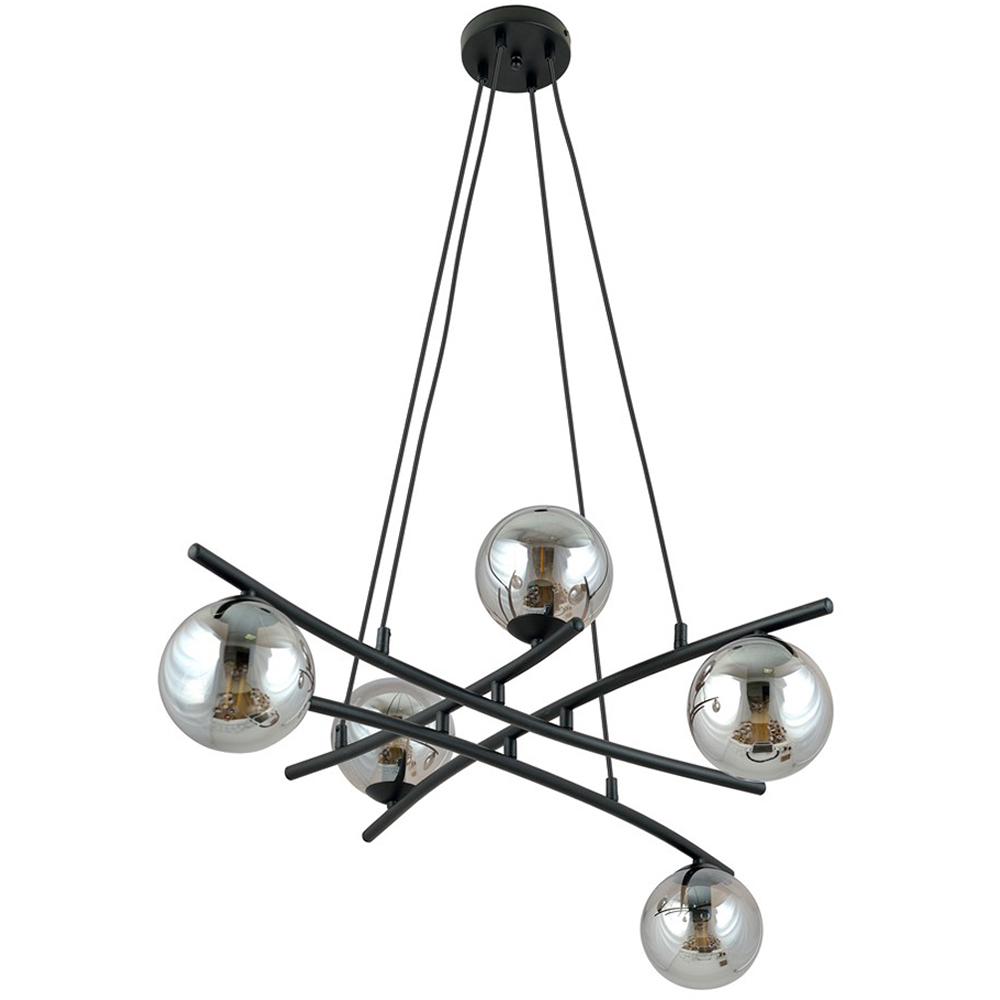 Emibig Essa 5 Light Graphite Shade Black E14 Ceiling Pendant Light Image 1