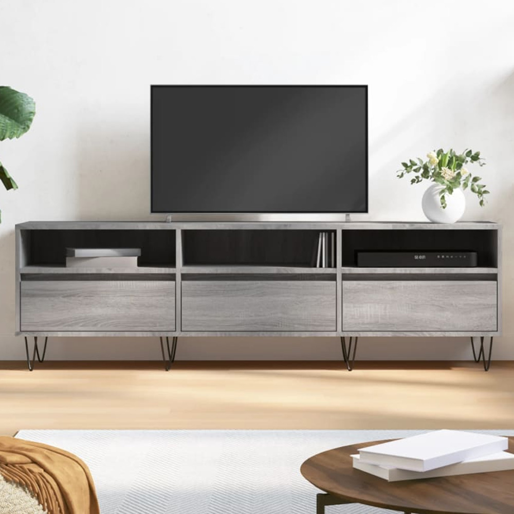vidaXL 3 Door 3 Shelf Grey Sonoma TV Cabinet Image 1