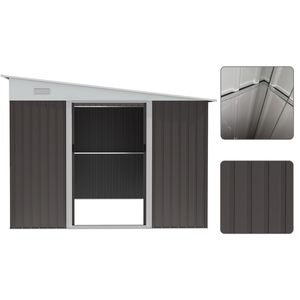 Outsunny 11.3 x 9.2ft Grey Double Sliding Door Steel Garden Storage Shed Image 5