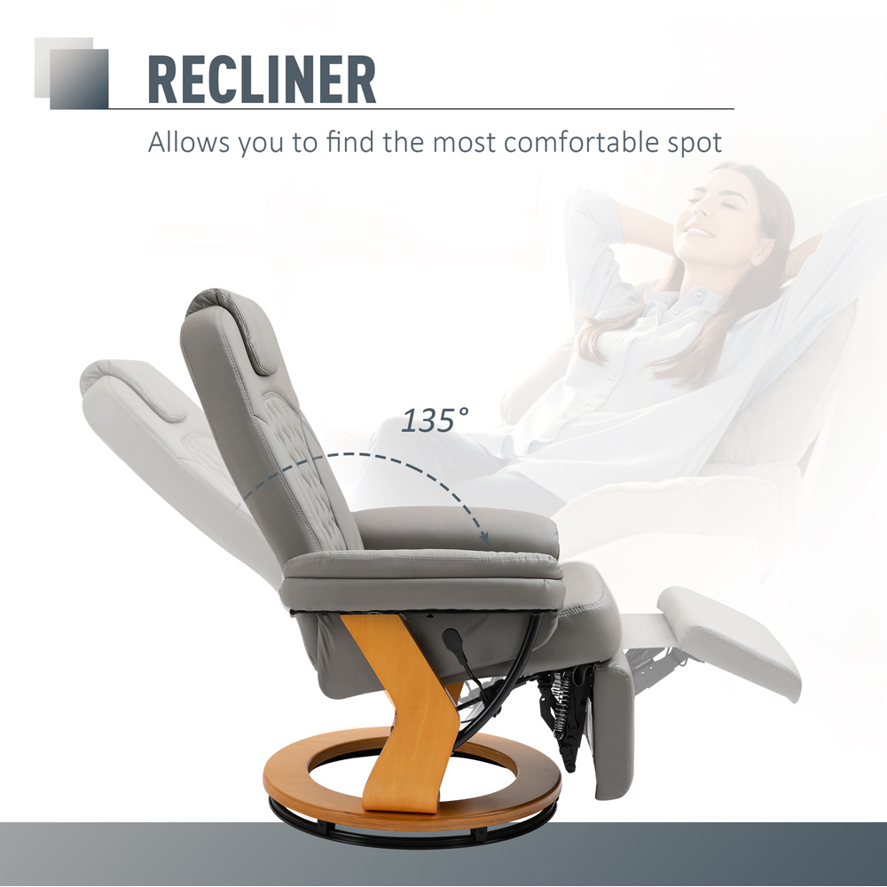 Portland Grey PU Leather Swivel Recliner Chair Image 5