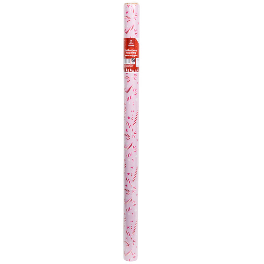 Festive Candy Cane Gift Wrap 4m - Red Image 3