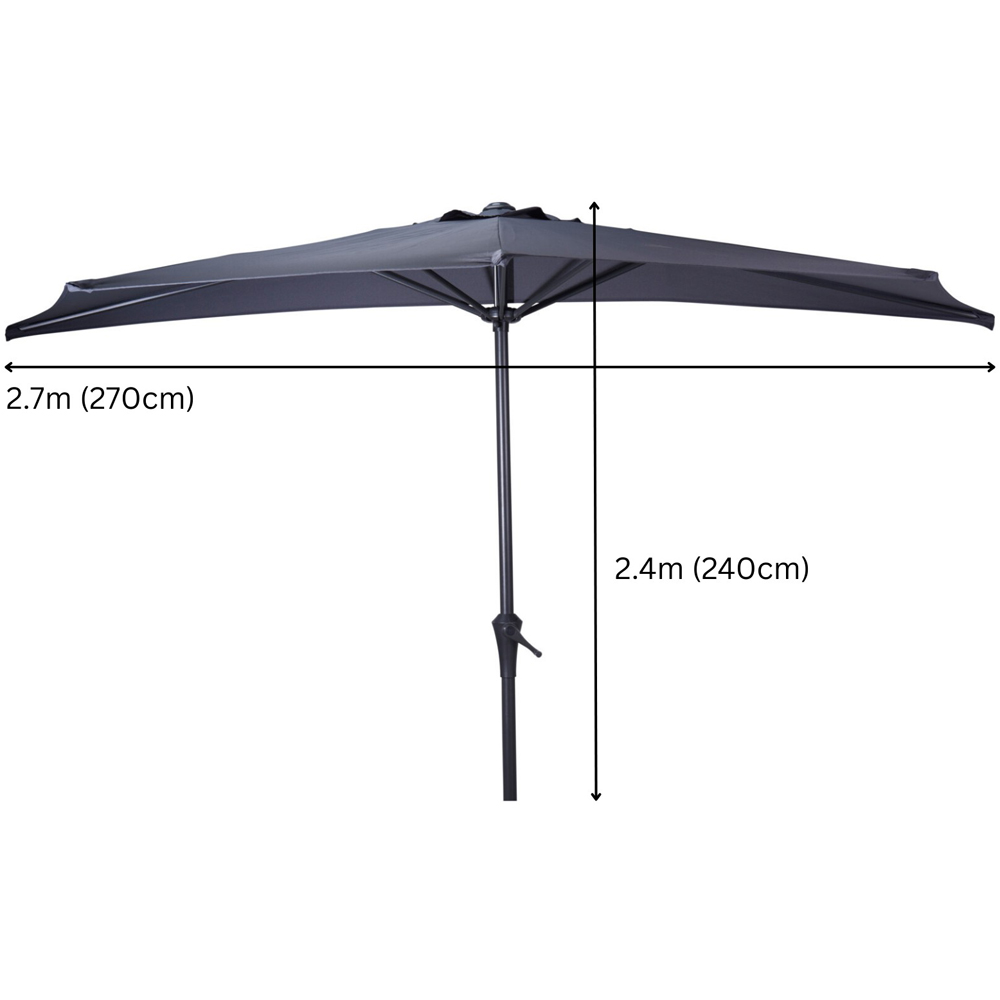Jack Stonehouse Dark Grey Halfround Parasol 2.7m Image 7